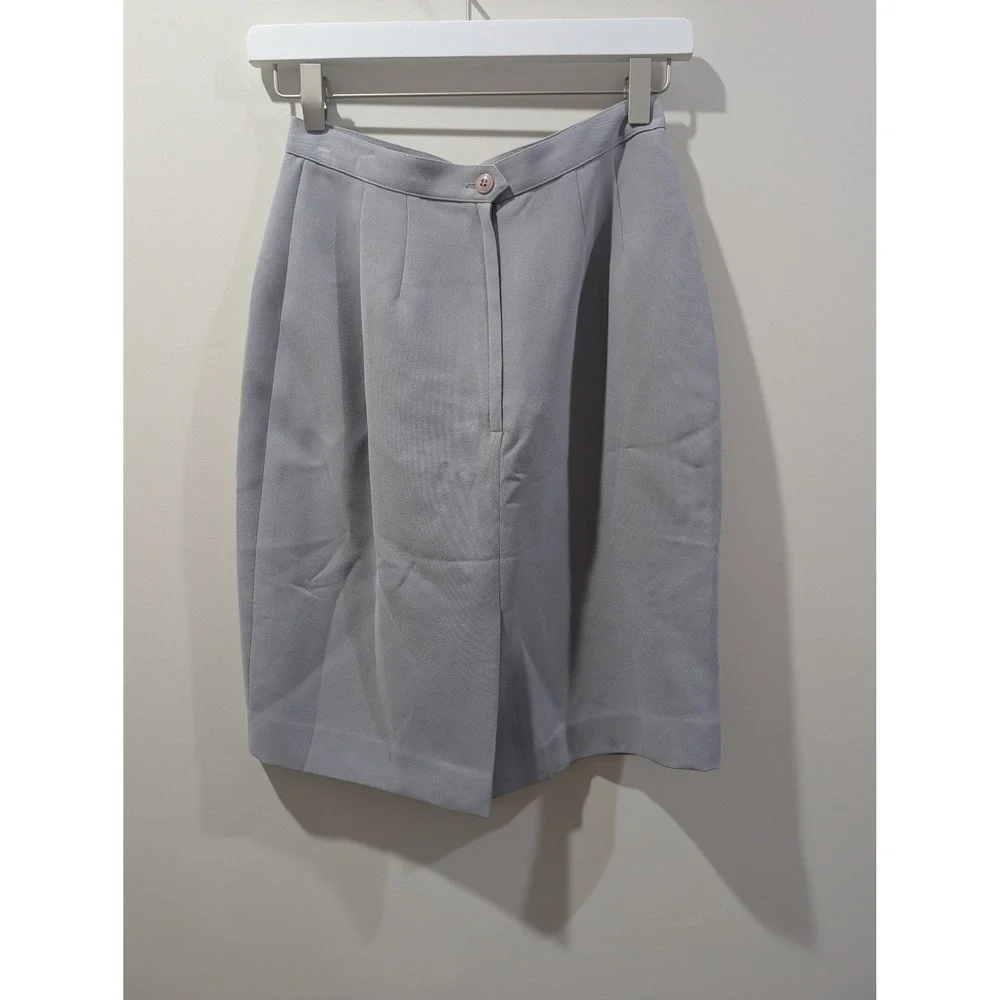 Kasper ASL Petite Skirt Suit Set Grey Floral Embroidered Blazer‎ 4P